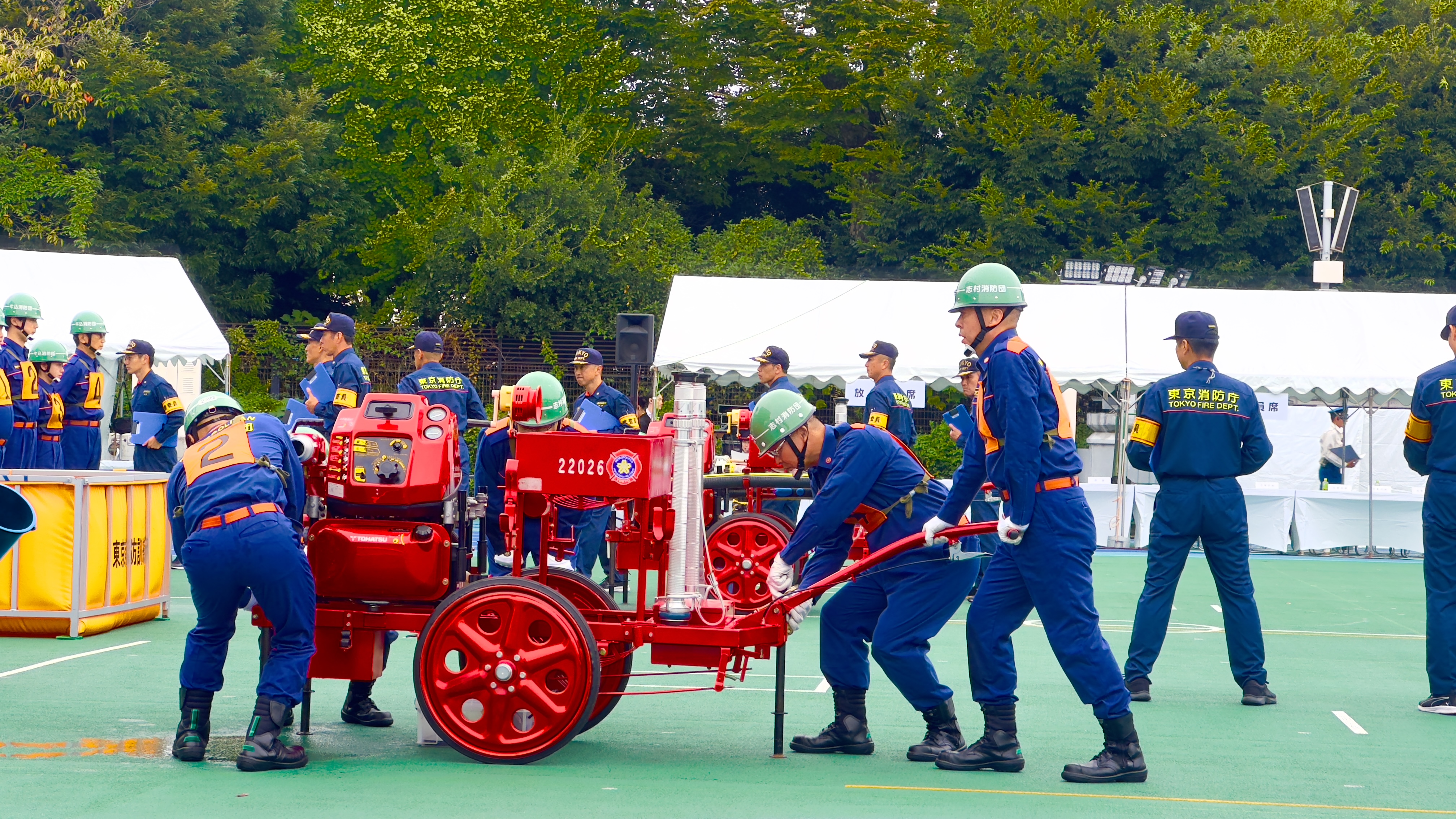 第52回東京都消防操法大会の応援に来ています 志村消防団
