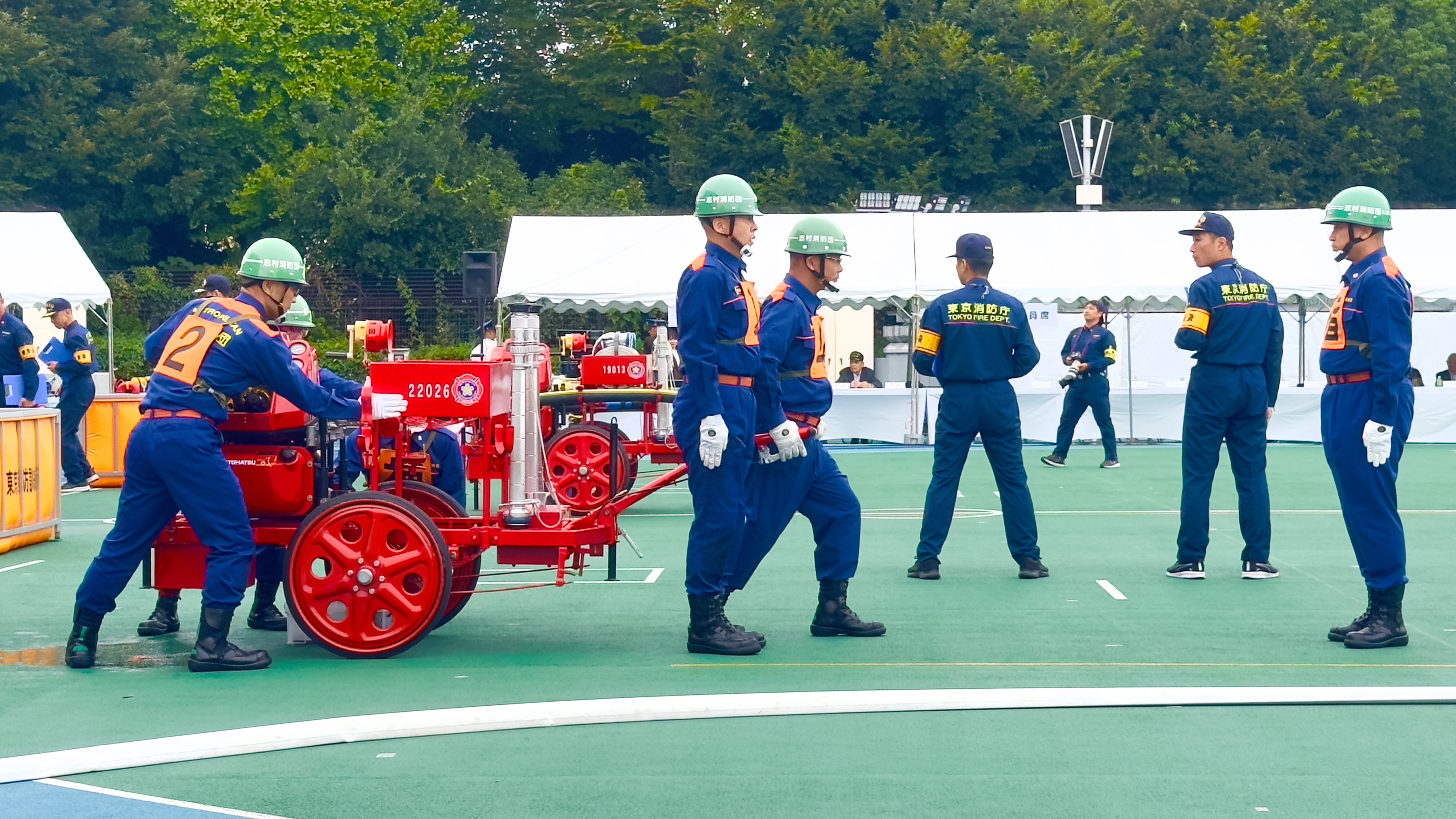 第52回東京都消防操法大会の応援に来ています 志村消防団
