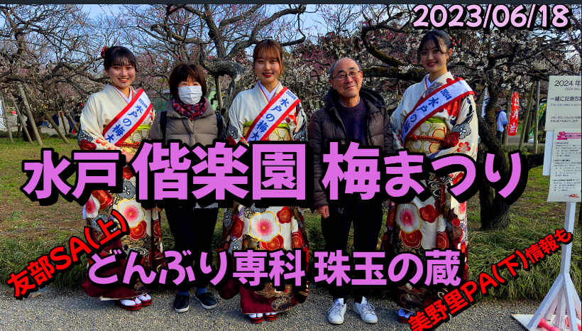 水戸の偕楽園 梅まつり可愛い野鳥たち 友部SA(上)どんぶり専科 珠玉の蔵 つくば美豚のサクサクかつ丼 美野里(下)情報も